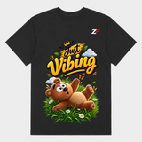 Just Vibing Bear T-Shirt | Cute Relaxing Bear Graphic Black Tee