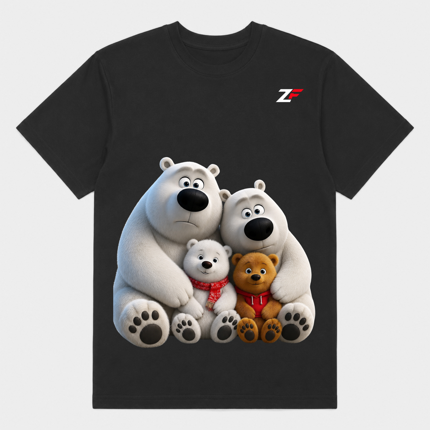 Family Polar Bear T-Shirt for Men & Women | Cute Bear Family Graphic Printed T-Shirt