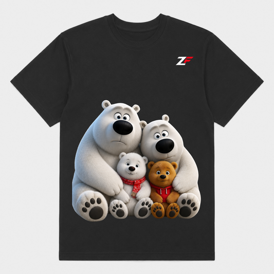 Family Polar Bear T-Shirt for Men & Women | Cute Bear Family Graphic Printed T-Shirt