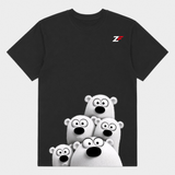 Cute Polar Bear Family T-Shirt | Adorable Bear Graphic Printed Black Tee