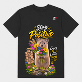 Stay Positive Quokka T-Shirt – Cute Floral Animal Graphic Tee