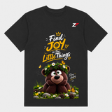 Find Joy in the Little Things Bear T-Shirt | Cute Inspirational Graphic Printed Black Tee