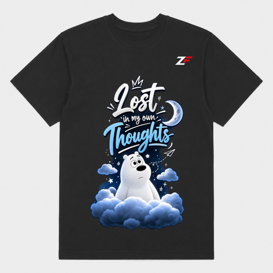 Lost in My Own Thoughts Bear T-Shirt | Cute Mental Health Quote Graphic Tee