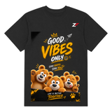 Good Vibes Only Bear T-Shirt | Cute Friendship Bear Graphic Printed Black Tee