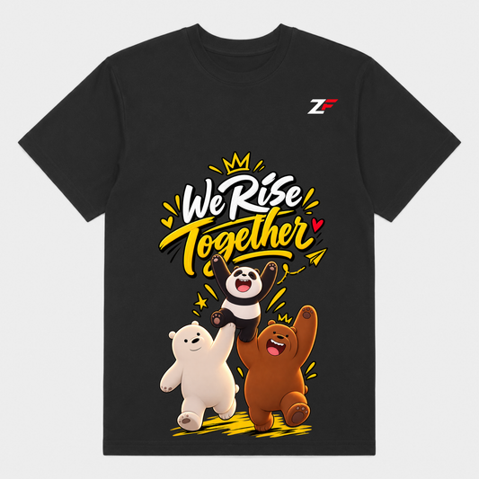 We Rise Together Panda Bear T-Shirt | Cute Friendship Graphic Printed Tee
