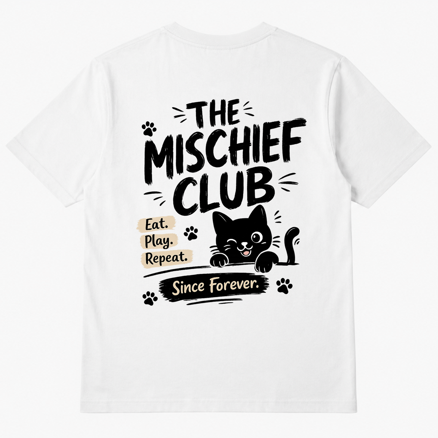 The Mischief Club Oversized T-Shirt | Funny Cartoon Cat Graphic Tee