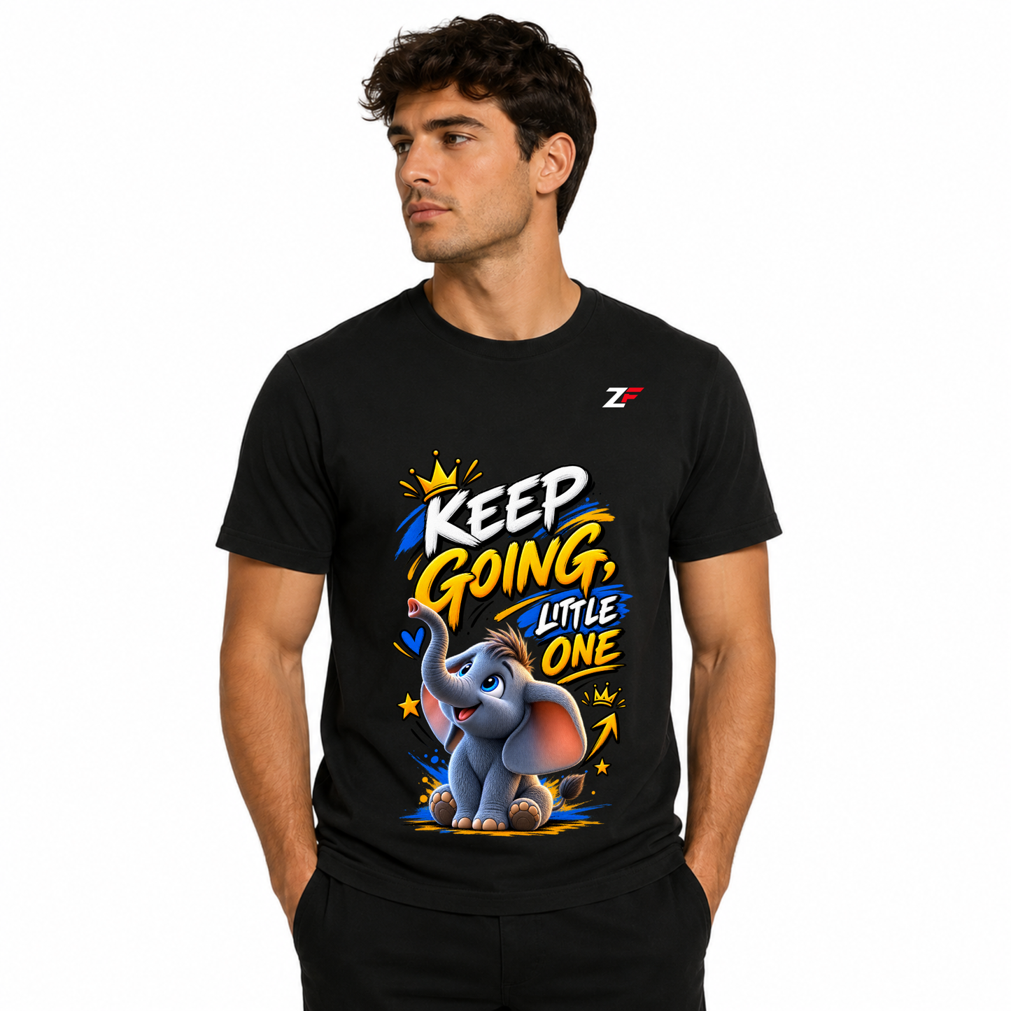 Keep Going Little One Elephant T-Shirt – Motivational Kids Graphic Tee