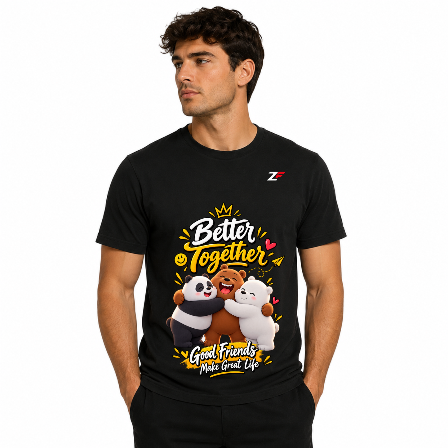 Better Together Good Friends T-Shirt | Cute Friendship Bear Graphic Printed Tee