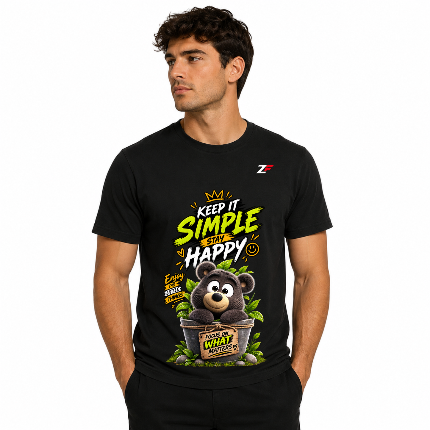 Keep It Simple Bear T-Shirt | Stay Happy Cute Graphic Tee