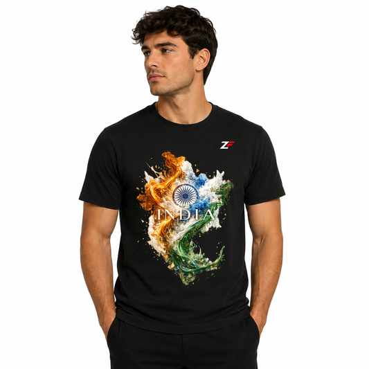 India Tricolor Splash T-Shirt | Premium Patriotic Graphic Tee