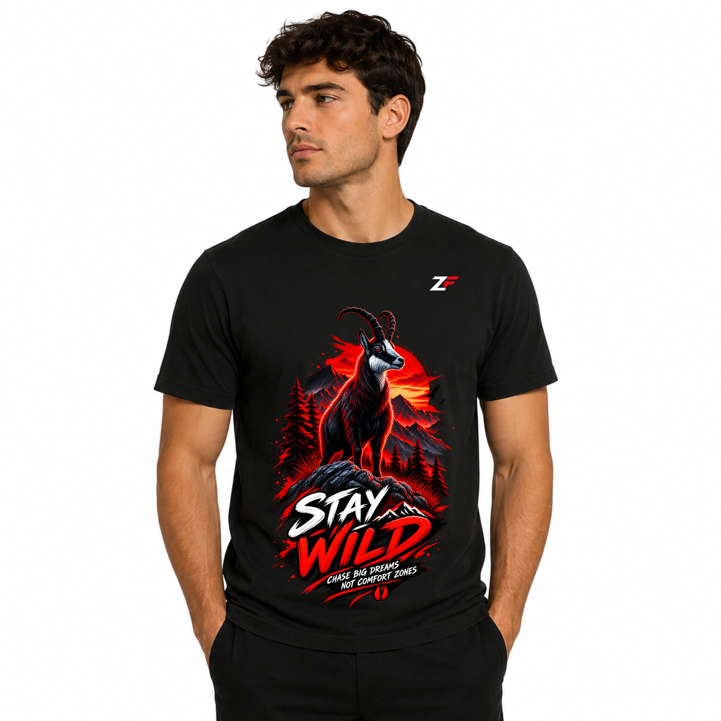 Stay Wild Mountain Goat T-Shirt – Adventure Graphic Tee