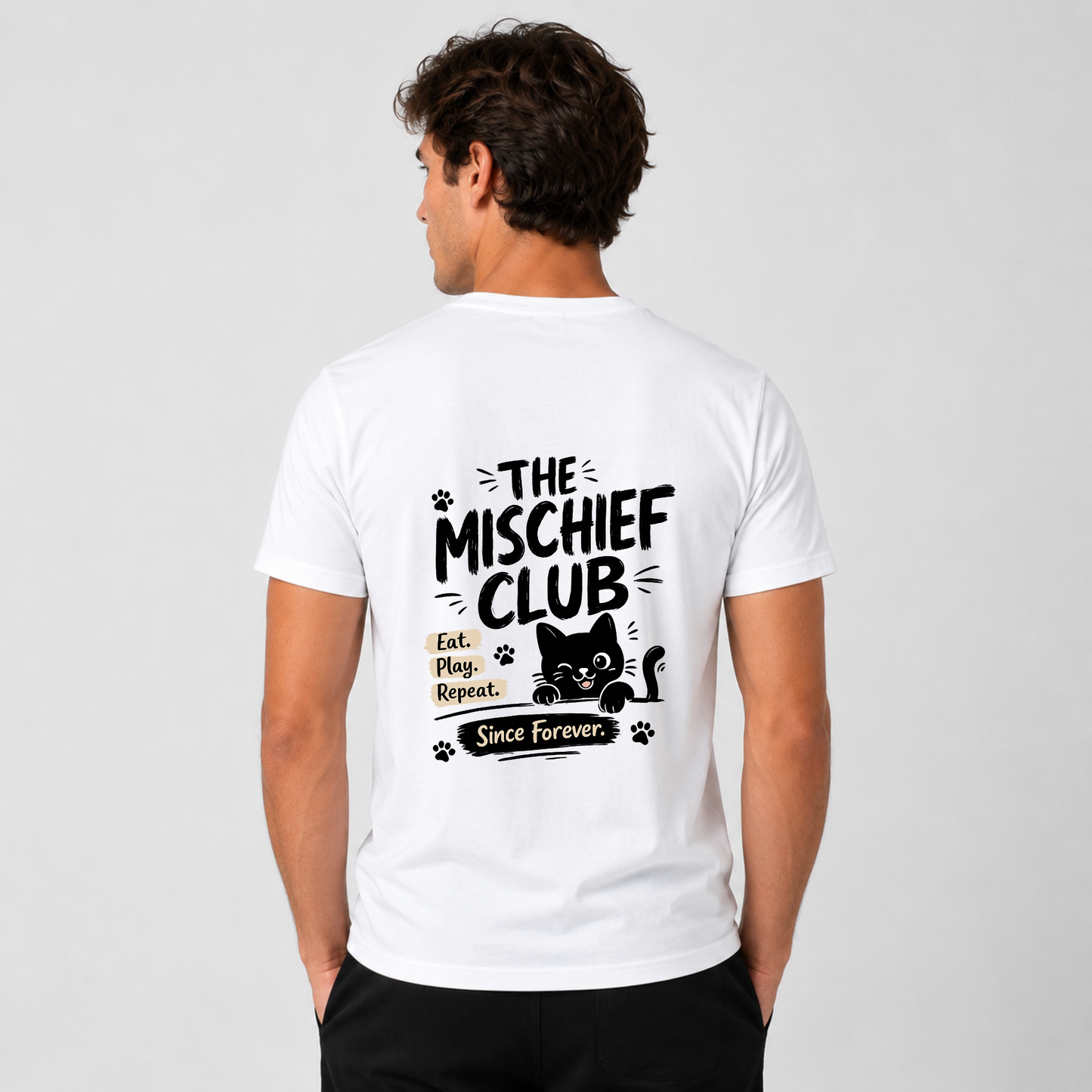 The Mischief Club Oversized T-Shirt | Funny Cartoon Cat Graphic Tee