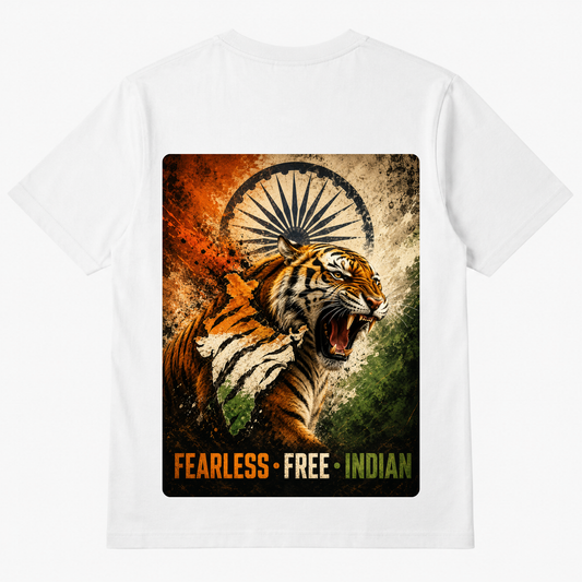 Fearless Tiger India T-Shirt | Patriotic Indian Graphic Tee | Tiger Print
