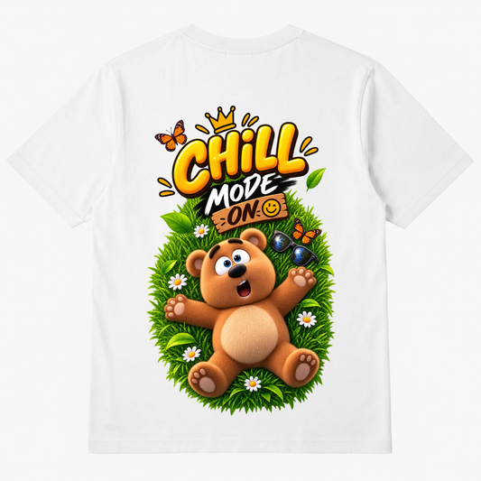 Chill Mode On Bear T-Shirt | Cute Relaxing Teddy Bear Graphic Printed Tee