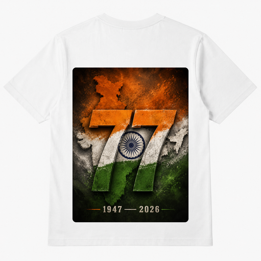 77 Years of Freedom India Independence Day Graphic T-Shirt | 1947–2026