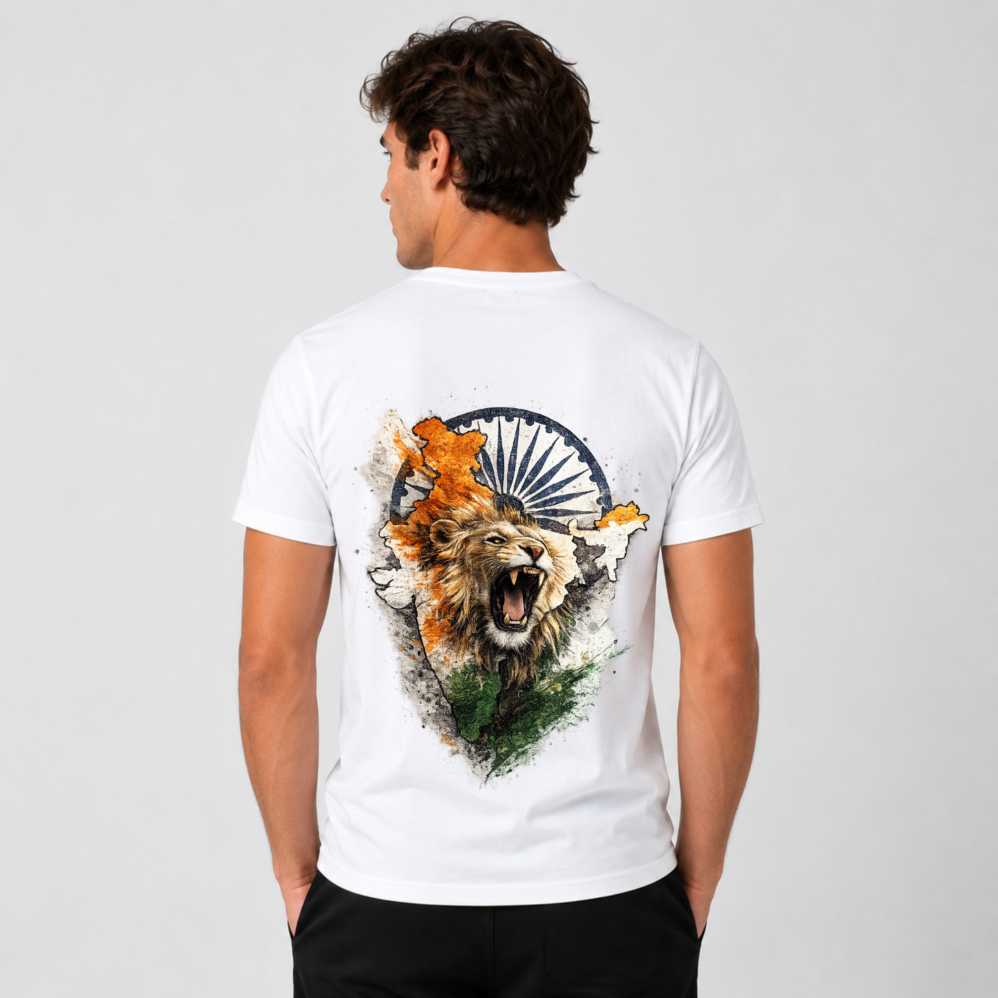Indian Pride Lion T-Shirt | Ashoka Chakra & India Map Graphic Tees