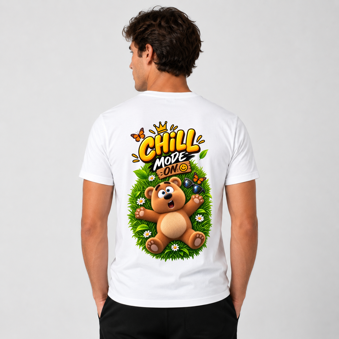 Chill Mode On Bear T-Shirt | Cute Relaxing Teddy Bear Graphic Printed Tee