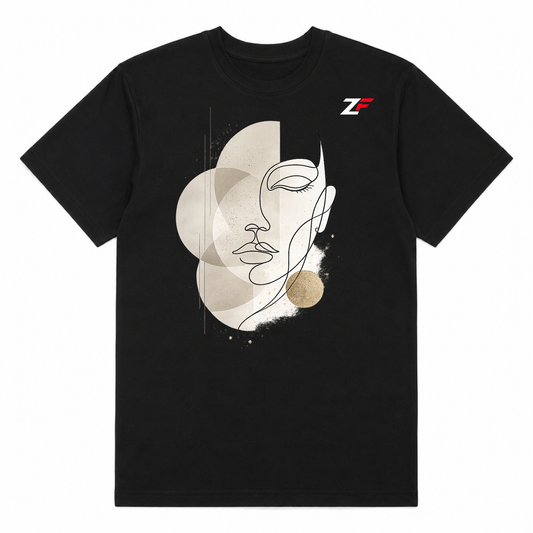 Abstract Face One-Line Oversized T-Shirt