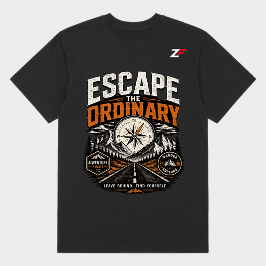 Escape the Ordinary Adventure Graphic Oversized T-Shirt Black