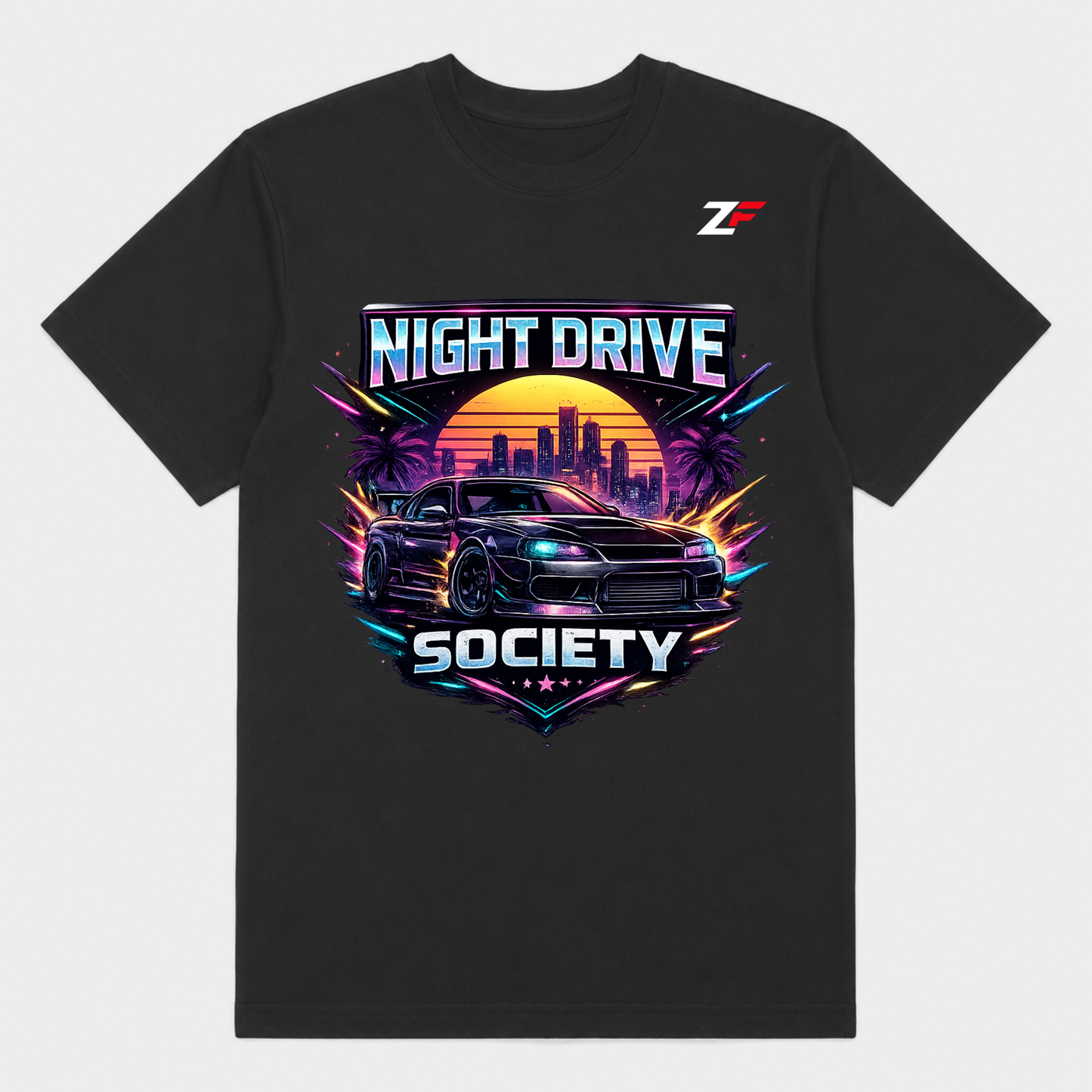 Night Drive Society Oversized Graphic T-Shirt Black